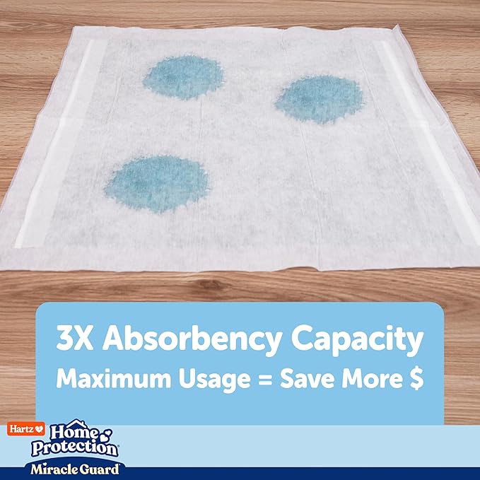 Hartz Miracle Guard Dog and Puppy Dog Pads Max Absorbency 24 Hour Use Odor Eliminating No Leaks, 3XL Size 20 Count