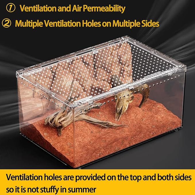 Insect breeding Box Reptile Feeding Box, Waterproof Enclosure Enclosure for arboreal Tarantula Scorpion Sling Lizards Snake Gecko Jumping Spider Snail Isopods, Reptile breeding Box (8x6x4 Inch) ???