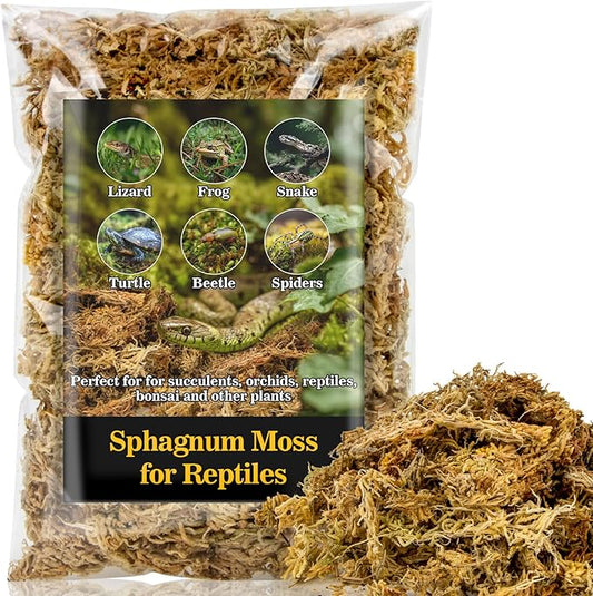 RAINFLOW Sphagnum Moss for Reptiles - 5.6 OZ Reptile Peat Moss for Terrarium Bedding Reptiles Snake Substrate for Reptile Tank, Snake, Leopard Gecko, Ball Python, Crested Gecko, Turtle, Frog, Hamster