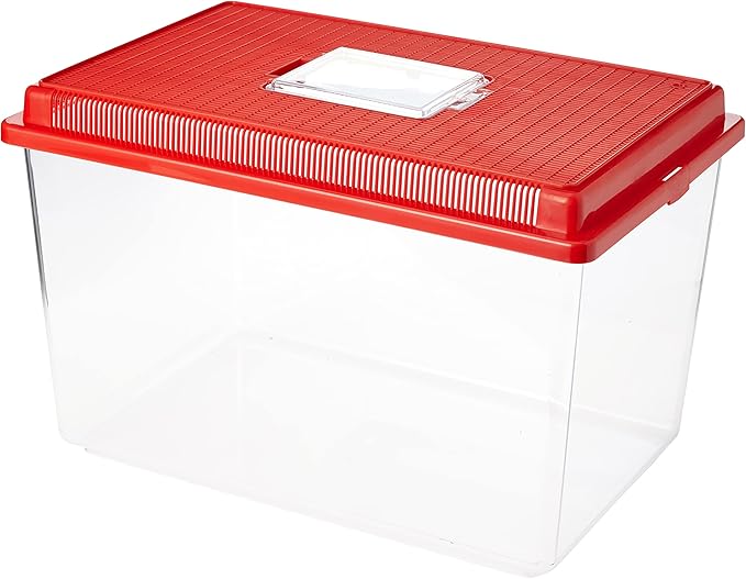 Ferplast Plastic Container for Small Animals GEO Extra Large Aquarium Tank 11 L for Fishes Terrarium Turtles Insects, Sturdy Plastic, Ventilation Grills, 35,6 x 23,4 x h 22,8 cm Red