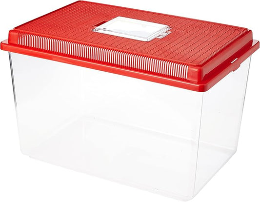 Ferplast Plastic Container for Small Animals GEO Extra Large Aquarium Tank 11 L for Fishes Terrarium Turtles Insects, Sturdy Plastic, Ventilation Grills, 35,6 x 23,4 x h 22,8 cm Red