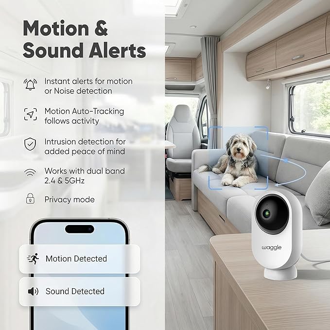 Waggle 4G LTE Pet Monitor PRO + RV Mini Camera - Cellular Temperature & Humidity Monitor, Real-time Alerts - RV/Camper/Van/Car Monitoring - Subscription Required