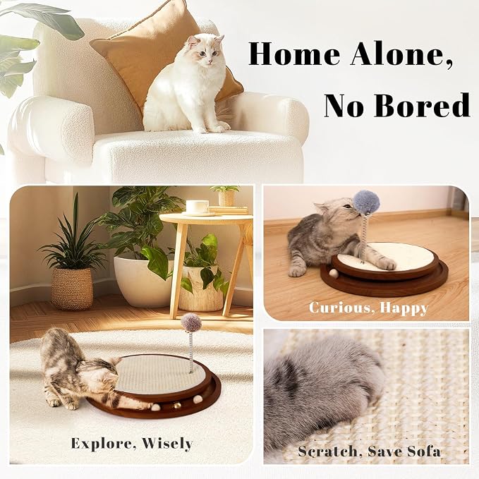 Cat Scratcher Toys Natural Sisal Pad Kitten Interactive Ball Track - Image 2