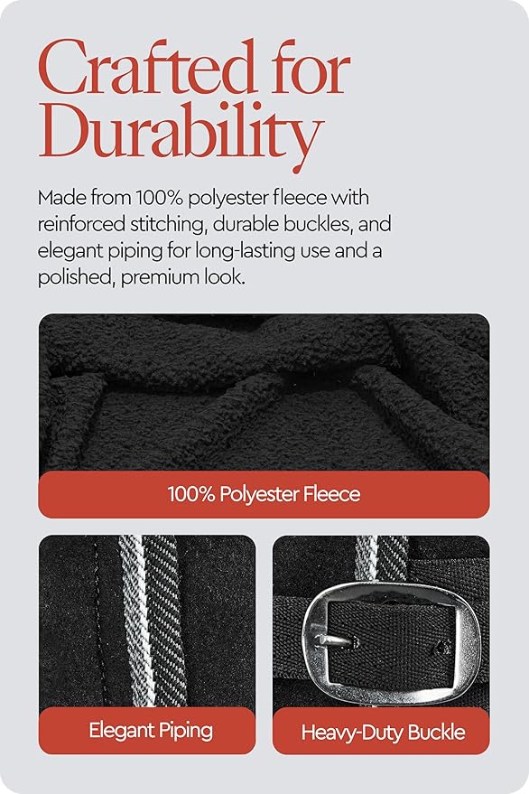 HORZE Kiel Fleece Horse Cooler Blanket | Quick-Dry Fleece Horse Cooler Sheet with X-Surcingles & Tail Cord - Black - 81 in