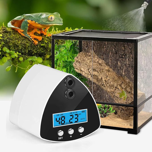 Reptile Mister System, Reptile Humidifier with LCD Screen, Mister for Reptile Tank with 2 Nozzles, Used for Chameleons, Reptiles, Tree Frogs, Snakes