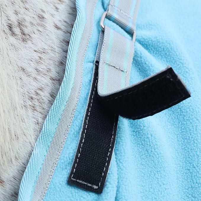 LEAFOREST Horse Fleece Blanket Polar Fleece Cooler Liner Soft Exercise Blankets for Horses Moisture Wicking Sheet in The Barn, Stable, Stall, Pasture, Paddock Blue 66 inches
