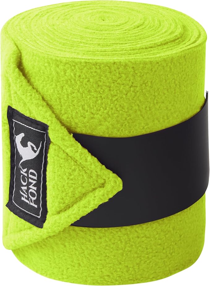 Fleece Horse Polo Leg Wraps Set of 4, 10' Horse Leg Bandages Stable Supplies Equestrian Boots Lime Zest