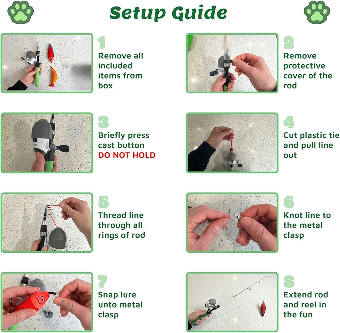 Meowy Cat Wand Toy – Cat Fishing Pole Toy with Reel The Cat Fish Fishing Rod, Telescopic Fiberglass Interactive Teaser Wand for Indoor Cats with Catnip Dental Mesh Attachments - Image 7
