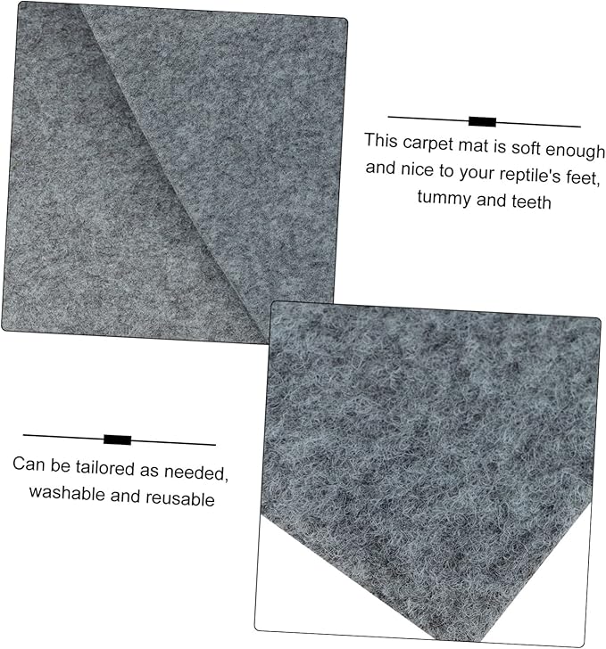 Yardwe Beard Dragon Lizard Carpet Substrate Liner for Reptile Terrarium Moisture Retentive Pet Bedding Mat Gray Climbing Environment for Tortoise and Lizards