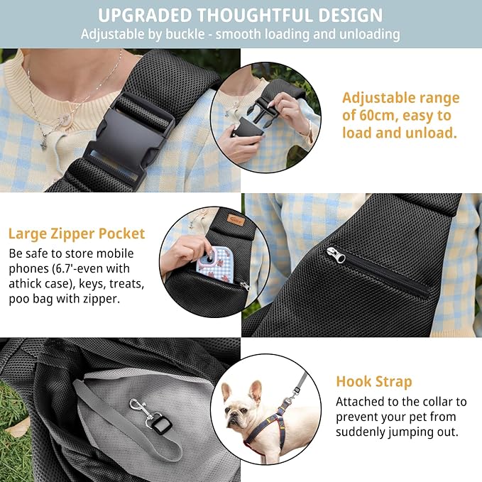 CUBY Dog and Cat Sling Carrier - Adjustable Breathable Mesh Small Pet Sling - Soft Pouch and Tote Design - Suitable for Puppy, Small Dogs Cats Outdoor
