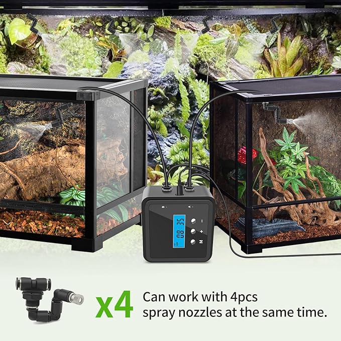 Reptile Mister System with Timer & Dual Pump | 360° Adjustable Nozzles for Terrariums, Paludariums & Plants