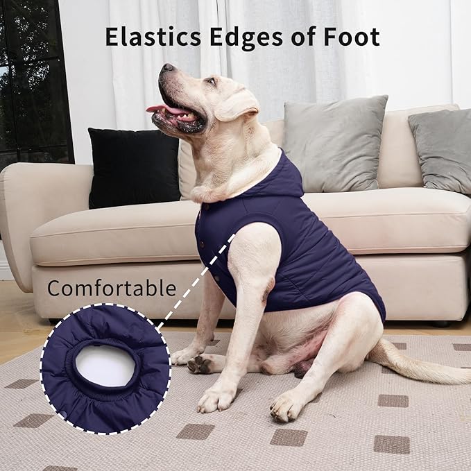 Vecomfy Fleece Lining Extra Warm Dog Hoodie in Winter,Small Dog Jacket Puppy Coats with Hooded,Blue XS
