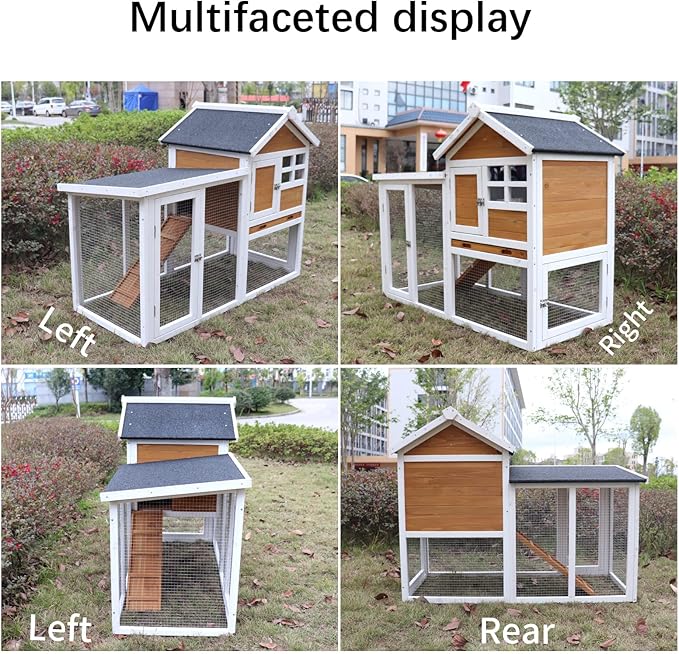 ZSQ Pet House, Wooden Rabbit Hutch Habitat Wood Hutch for Small Animals, Pet, Chickens, Rabbits