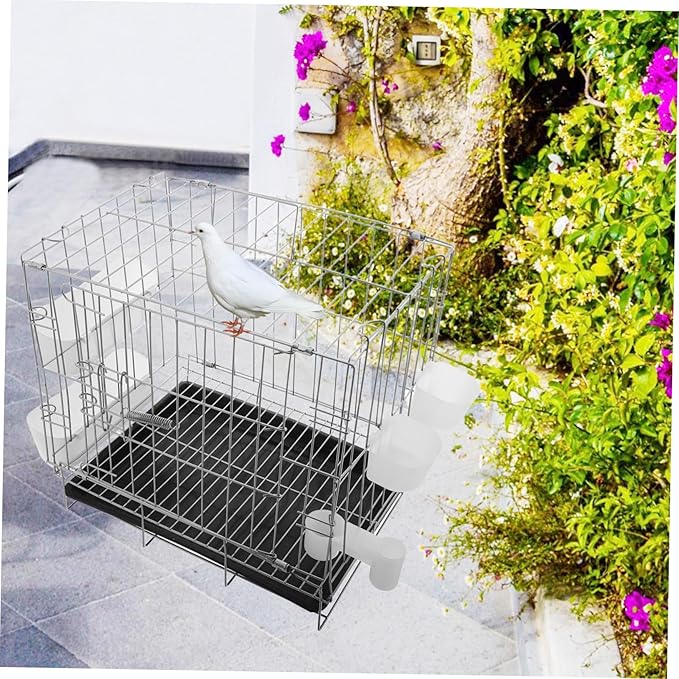 POPETPOP Parrot Portable Breeding Cage Removable Tray and Feeder for Pigeons Canaries Cockatiels and Lovebirds Easy to Clean and Transport