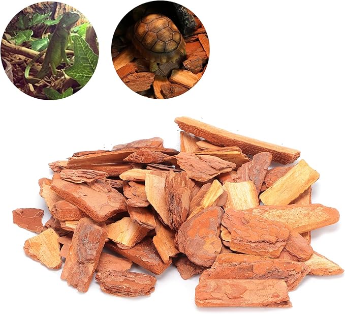 LIZEALUCKY Reptile Cork Bark Substrate Bedding, Box Bedding Pine Bark Granule Bedding, Reptile Breeding Bedding Habitat Decor for Tortoises Lizards (Large granules 250g)