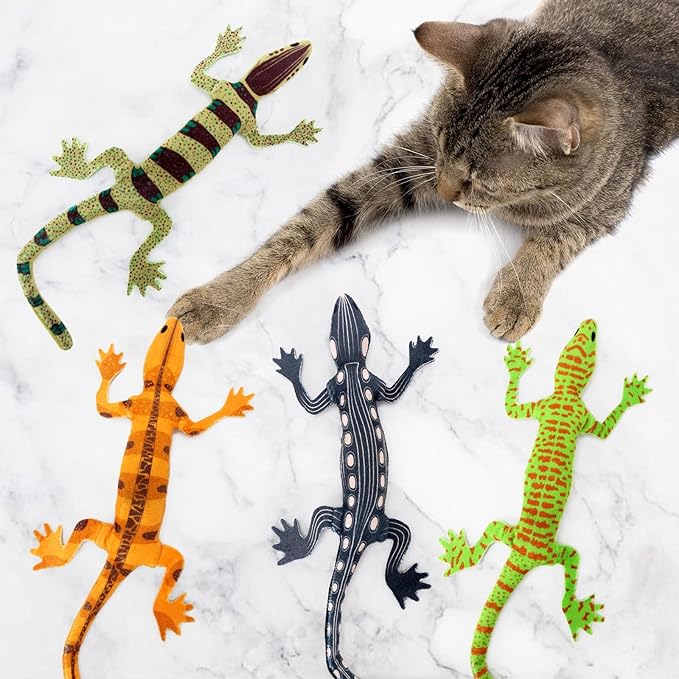 CiyvoLyeen Plush Lizard Catnip Toys for Indoor Cats 4 Pack by CiyvoLyeen