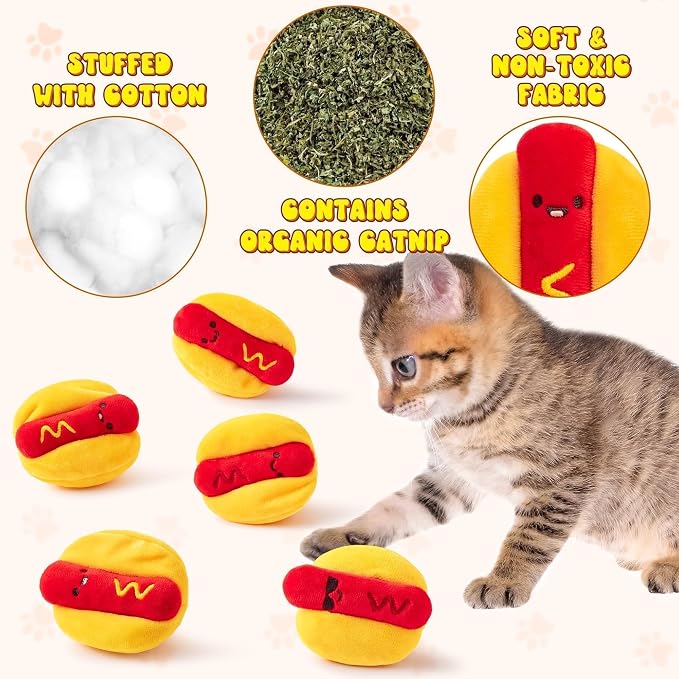 L1rabe Hot Dog Catnip Toys for Cats- Kitten Birthday Gifts for Cat Lovers - Image 3