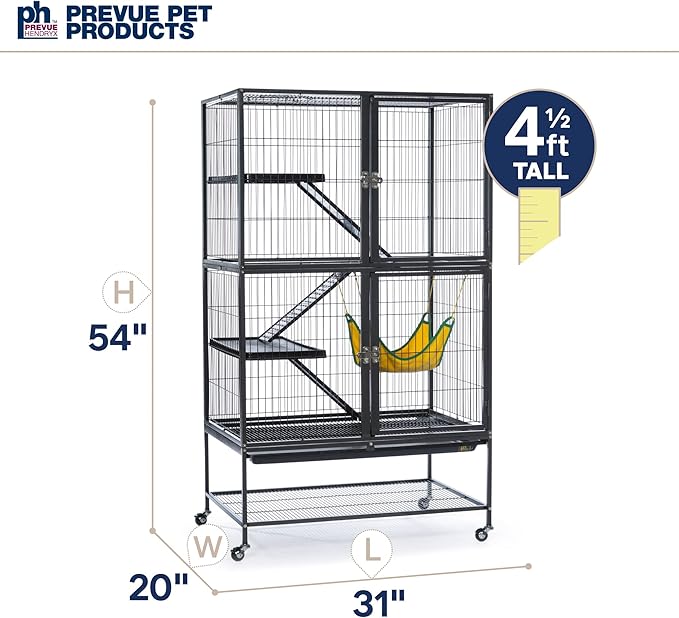 Prevue Pet Products 485 Feisty Ferret Home with Stand, Black Hammertone