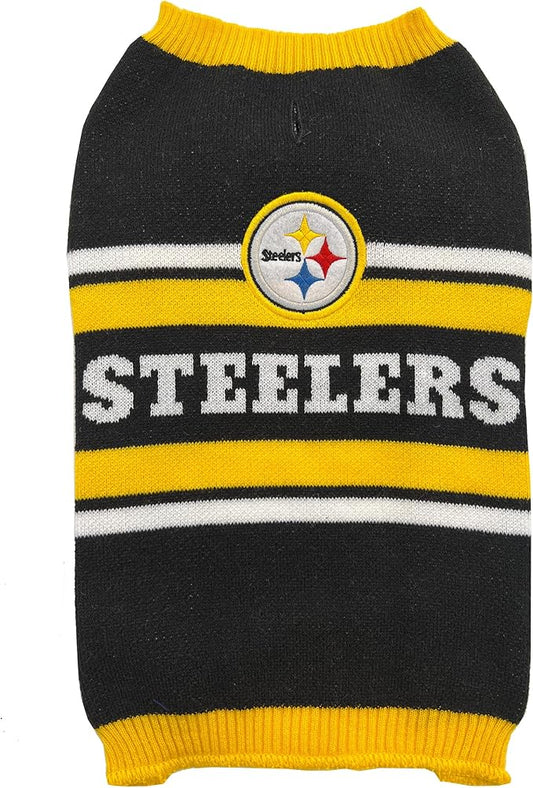 Pets First NFL Pittsburgh Steelers Dog Sweater, Size Medium. Warm and Cozy Knit Pet Sweater with NFL Team Logo, Best Puppy Sweater for Large and Small Dogs, Team Color (PIT-4179-MD)