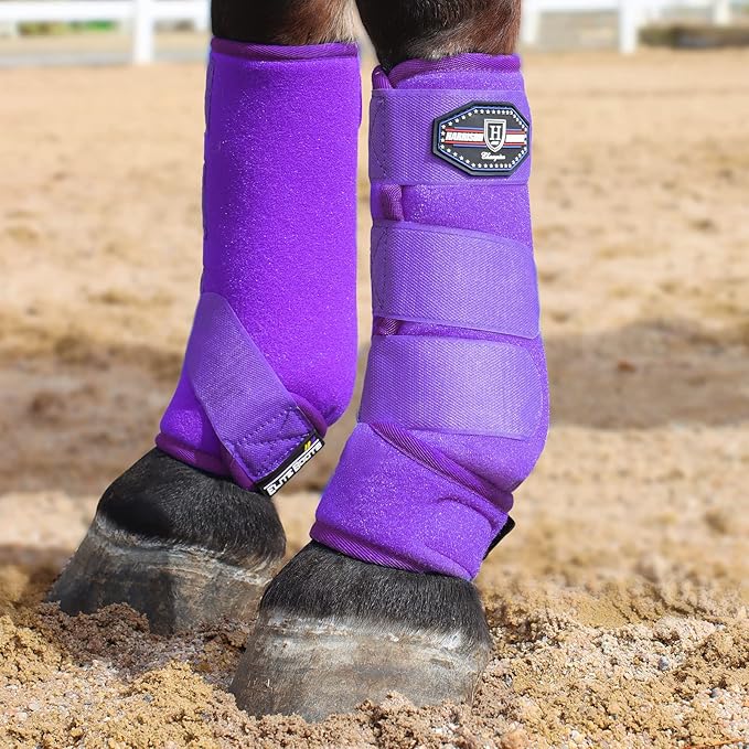 Harrison Howard Horse Sport Medicine Front Shock-Absorbing Boots All-Round Lower Limb Protection & Support Sport Boots Perfect for Endurance Training and Performance Pack of 2 Regal Purple XL