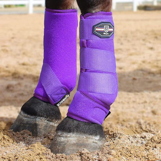 Harrison Howard Horse Sport Medicine Front Shock-Absorbing Boots All-Round Lower Limb Protection & Support Sport Boots Perfect for Endurance Training and Performance Pack of 2 Regal Purple XL