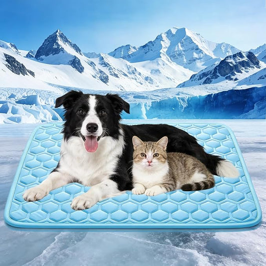 Cooling Mat for Large Dogs, Thick Breathable Dog Cooling Mat Q-MAX>0.45, Cooling Bed Chill Cool Fiber & Non-Slip Bottom Cold Crate Pad Kennel Bed for Dog Puppy and Cat, Non-Toxic, Foldable & Washable