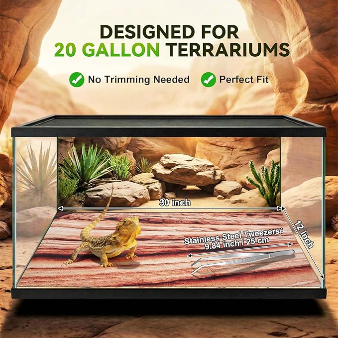 Saillong Reptile Carpet 2Pcs 20 Gallon, 36*12in Reptile Mat for Bearded Dragon Tank Accessories, Terrarium Liner Bedding Mat for Lizard, Gecko, Snake, Chameleons, Tortoise with Tweezers Feeding Tong