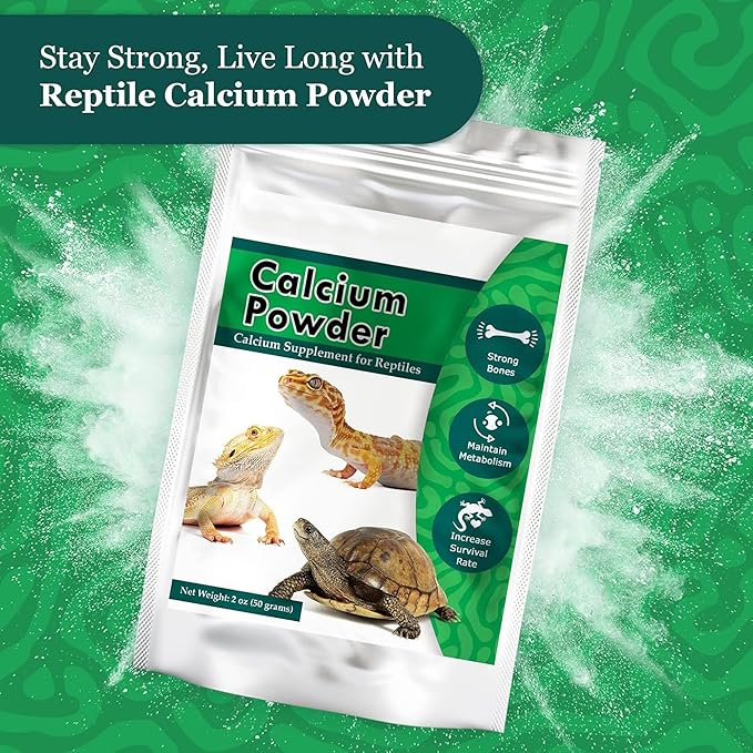 CoCoo Reptile Calcium Powder, Ideal for Leopard Geckos, Chameleons, Iguanas, Turtles, Chicken & Dog, Avoid Vitamin D3 Overdose in Bearded Dragons, Lizards Love It, Energy-Rich Additional Feed, 2 oz.