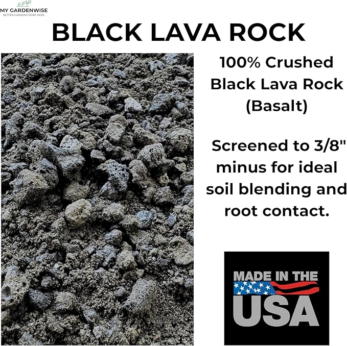 GARDENWISE Lava Rocks for Plants (3/8’’ Minus), Natural Black Lava Rocks, Succulent & Terrarium Horticultural Volcanic Rock, Drainage for Potted Plants, Made in USA (1 qt - 2 lbs)