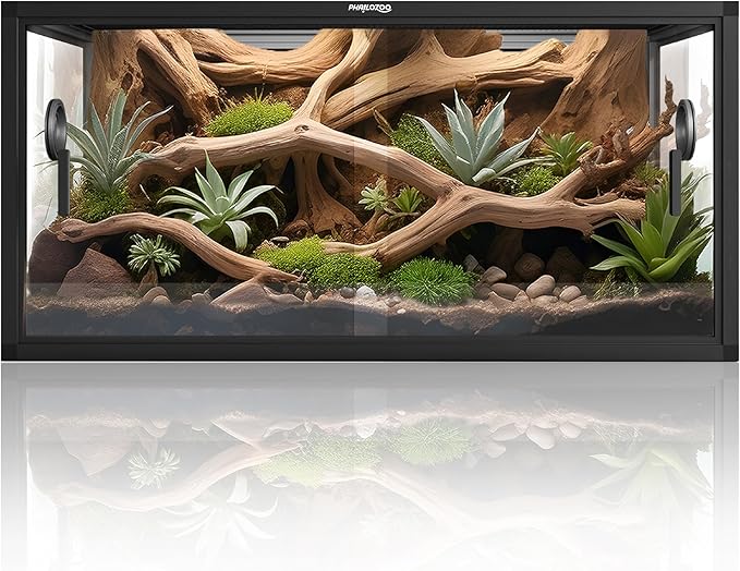 Phailozoo 50 Gallon Bearded Dragon Tank, Reptile Enclosure for Easy Maintenance, Front Opening Reptile Tank with Top Screen Ventilation & Glass Sliding Door 36''x18''x18''