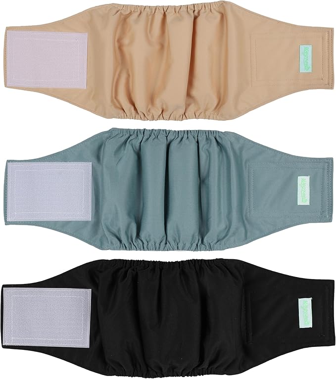 wegreeco Washable Male Dog Belly Band (Stylish Pattern)- Pack of 3 - Washable Male Dog Belly Wrap, Dog Diapers Male (Black, Blue, Coffee, X-Large)