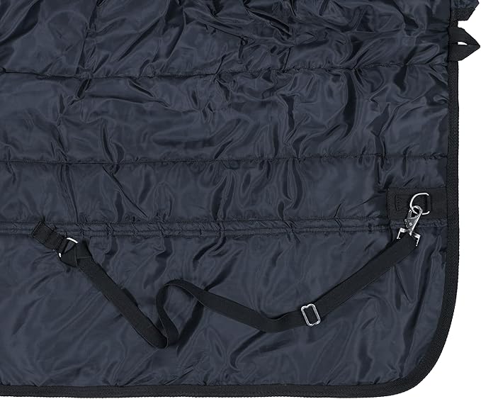 Horse Blanket 600D Ripstop Winter Turnout Blanket, 250 GSM Polyfill, 100% Waterproof & Breathable, Cold Weather Horse Blanket with Secure Fit (Blue w/Black Trim),Size-81