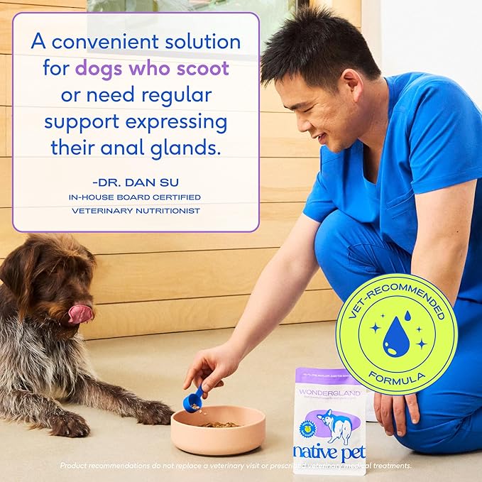 Native Pet WonderGland - Dog Anal Gland Supplement - Promotes Firm Stools, Natural Gland Expression to Help Reduce Scooting - Fiber Food Topper with Miscanthus Grass, Pumpkin & Probiotics - 60 Scoops