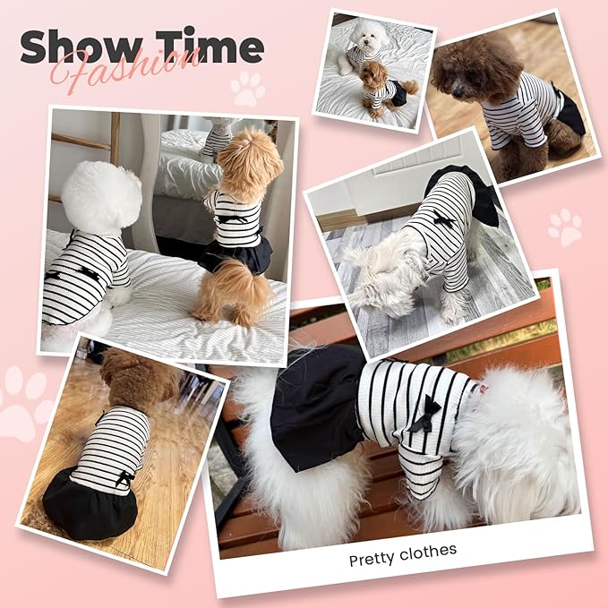 Dog Dresses, Pet Dog Princess Stripe Bowknot Dress for Dogs Female,Dogs Dress for Small Cats Girl Spring Summer Puppy Clothes(Medium)