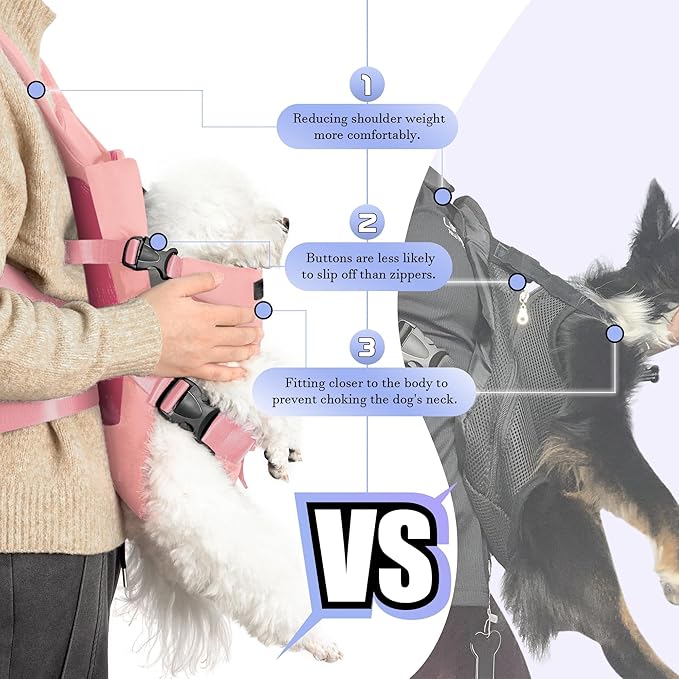 YUDODO Front Pet Carrier Backpack for Small Dogs and Cats, Secure and Breathable Mesh, Ergonomic Support, Adjustable for Walking, Hiking, or Travel (Pink S)
