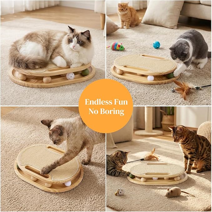 ZOMISIA Cat Scratcher with Ball Track Toy, Sisal Scratch Pad for Indoor Use - Image 7