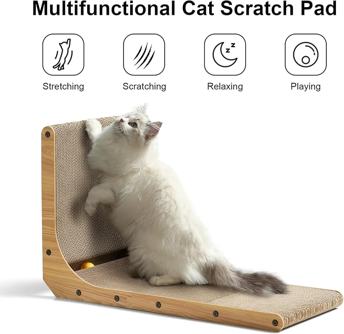 FUKUMARU Cat Scratcher, 26.8 Inch L Shaped Cat Scratch Pad for Indoor Cats - Image 2