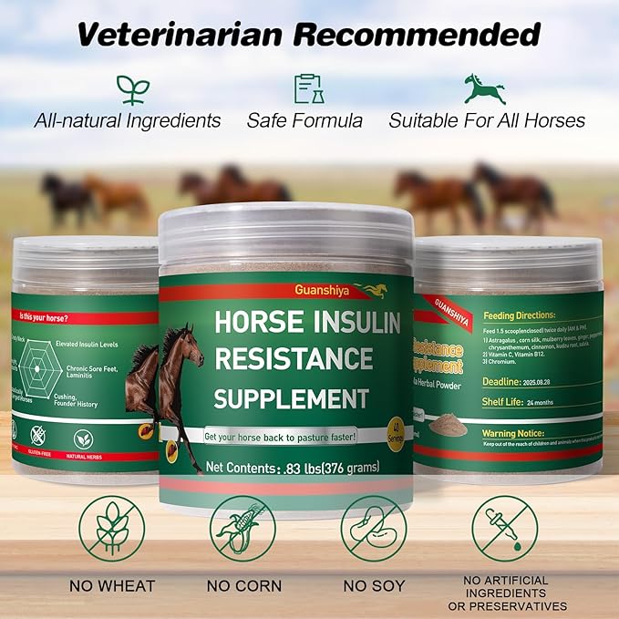 Insulin Resistance Supplement for Horses - Horse Laminitis Treatment-Natural Laminitis Herbal Powder for Sore Feet & Chronic Laminitis, 0.83lb (40-Day Supply)