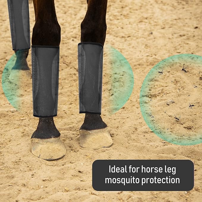 Jexine Set of 8 Mesh Fly Boots for Horse Loose Fitting Non Slip Breathable Horse Fly Leggings Protective Reduces Stress Leg Fatigue Wraps for Preventing Flies Mosquitoes Bite