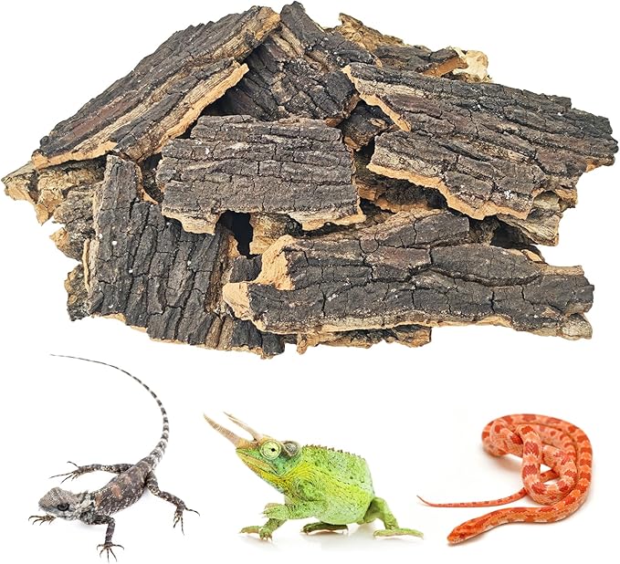 BNOSDM Reptile Cork Bark Substrate 1.5LB Lizard Bedding for Habitat Natural Flat Cork Wood Bulk Terrarium Reusable Bark Pieces for Chameleon, Ball Python, Crested Gecko, Spider, Tortoise, Tree Frog