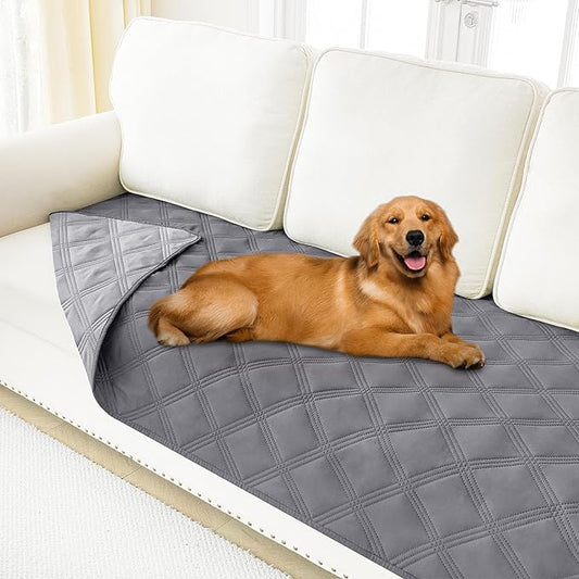 Smiry Waterproof Dog Bed Cover Blanket 30x82, Soft Reversible Pet Blanket, Washable Leakproof Cats Dogs Couch Cover for Sofa, Couch, Furniture, Lattice, Grey/Light Grey