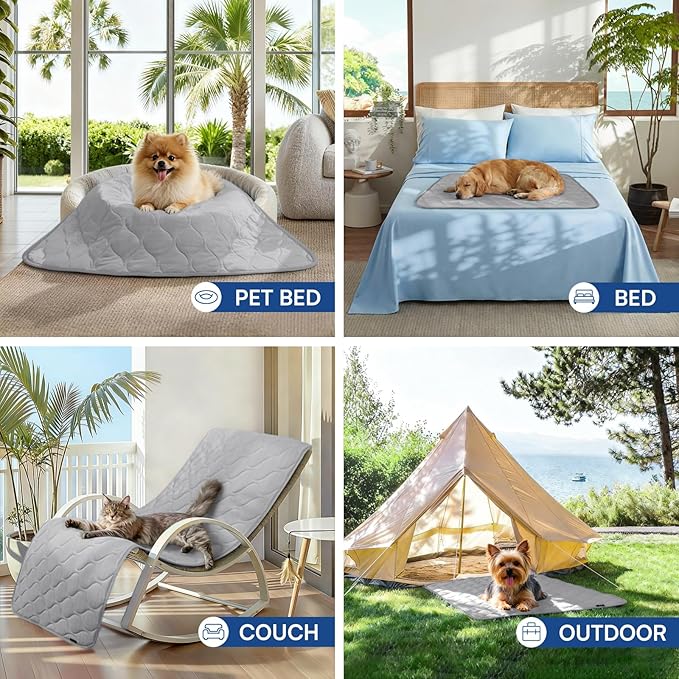 Luciphia Waterproof Cooling Mat for Dogs Couch Cover Q-MAX>0.5, Leakproof Pet Pad Non-Slip Throw Blanket for Cat Puppy Crate Bed Protector Outdoor (Cloud Grey, 60x80 inches)
