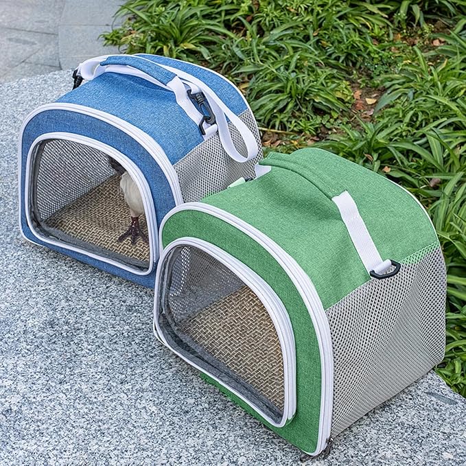 Clear Designed Pet Carrier Bag with Widening Handle& Mesh Window Foldable Bird Travel Out Bag Package Bag
