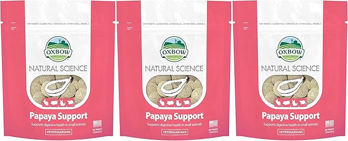 Oxbow 3 Pack of Natural Science Papaya Digestive Support Wafers for Small Pets, 1.16 Ounces Each, Made in The USA