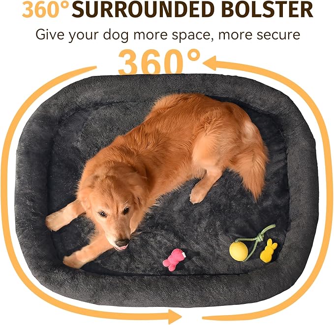 Orthopedic Dog Bed for Medium Dogs, Waterproof Dog Bed with Removable Bolsters, Egg Crate Foam Pet Couch for Medium Size Dog with Machine Washable Cover & Non-Slip Bottom, Dark Grey