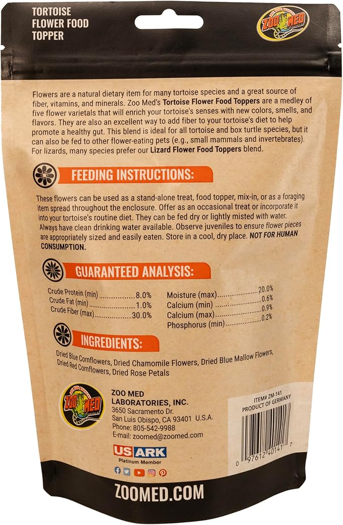 Zoo Med Tortoise & Box Turtle Flower Food Topper 1.4 oz - Pack of 33