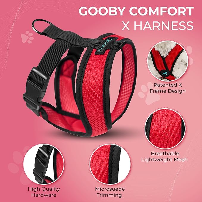 Gooby Comfort X Harness, Red, Small Chest (11.75-15.5")