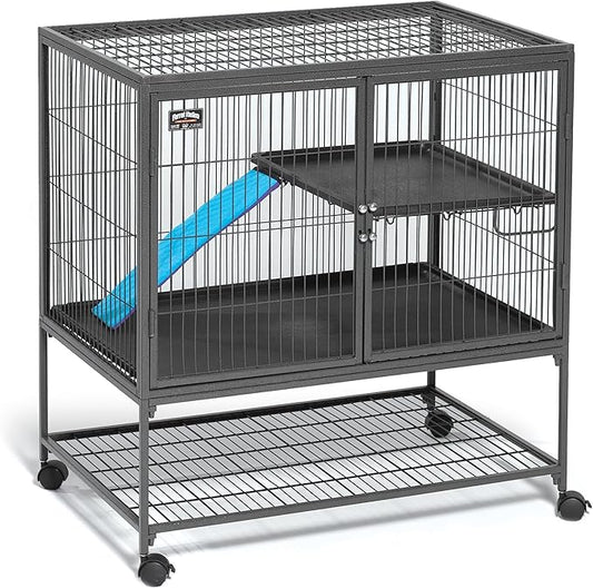MidWest Homes for Pets Ferret Nation Single Unit Small Animal Cage, 2 Tiers, Includes Pan, Shelf, Ramp & Cover, for Ferrets & Other Small Animals