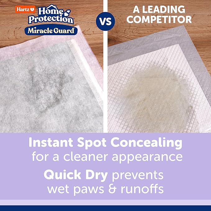 Hartz Miracle Guard Dog and Puppy Dog Pads Max Absorbency 24 Hour Use Odor Eliminating Lavender Scented No Leaks, 3XL Size 20 Count