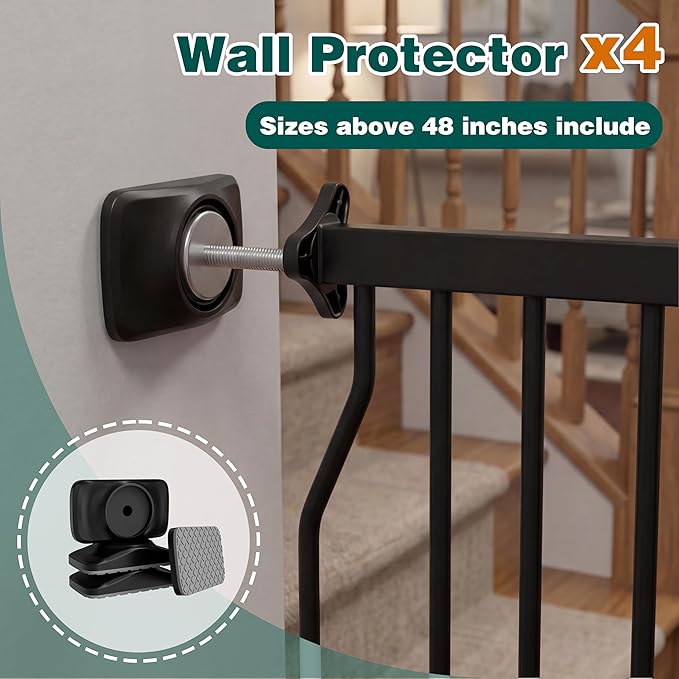 62.2"-71.65" Extra Wide Auto Closing Baby Safety Gate for Stairs & Doorways, Pressure Mounted No Drill Pet Gate with Walk-Through Door - Heavy Duty Childproof Gate for Toddlers, Kids, Dogs
